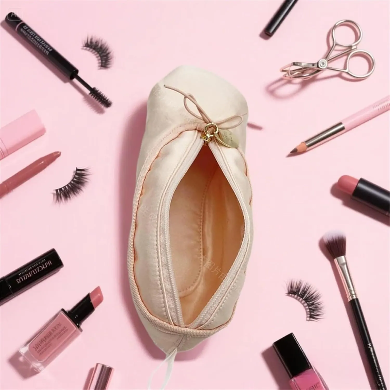 Cute Ballet Slipper Pouch Makeup Bag Dance Recital Gifts Ballerina Dancer Stuff Accessories Pointe Shoe Cosmetic Bag (Pink-H1)