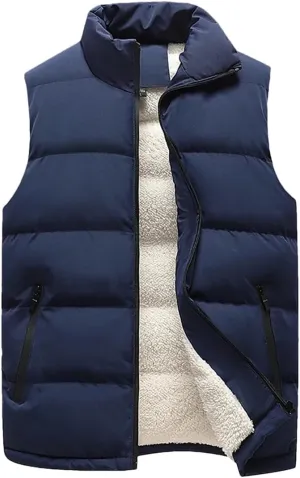 Dcvmvmn Men's Winter Oversized Loose Waistcoat Thickened Warm Cotton Padded Puffer Jacket Vests