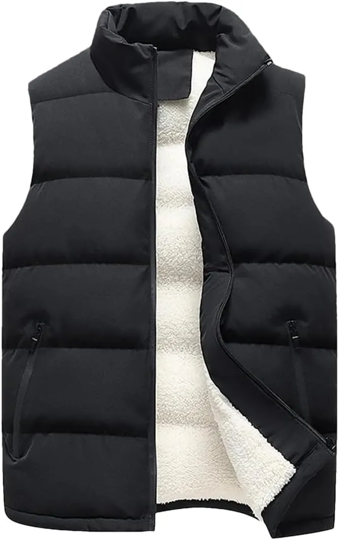 Dcvmvmn Men's Winter Oversized Loose Waistcoat Thickened Warm Cotton Padded Puffer Jacket Vests