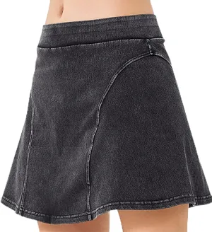 DDAPJ pyju Skorts Skirts for Women Faux Denim Mini Skirt Mid Waisted Jean Skort Inner Shorts A Line Skirts Shorts Streetwear