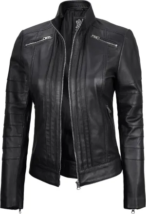 Decrum Womens Leather Jacket - Real Lambskin Fashion Leather Jackets for Women