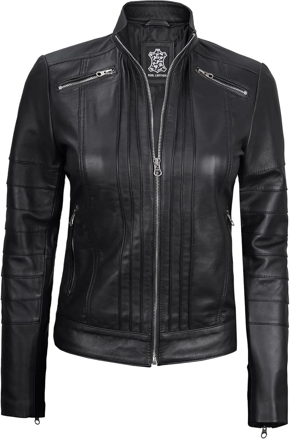 Decrum Womens Leather Jacket - Real Lambskin Fashion Leather Jackets for Women