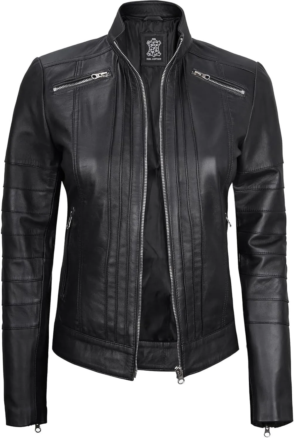 Decrum Womens Leather Jacket - Real Lambskin Fashion Leather Jackets for Women