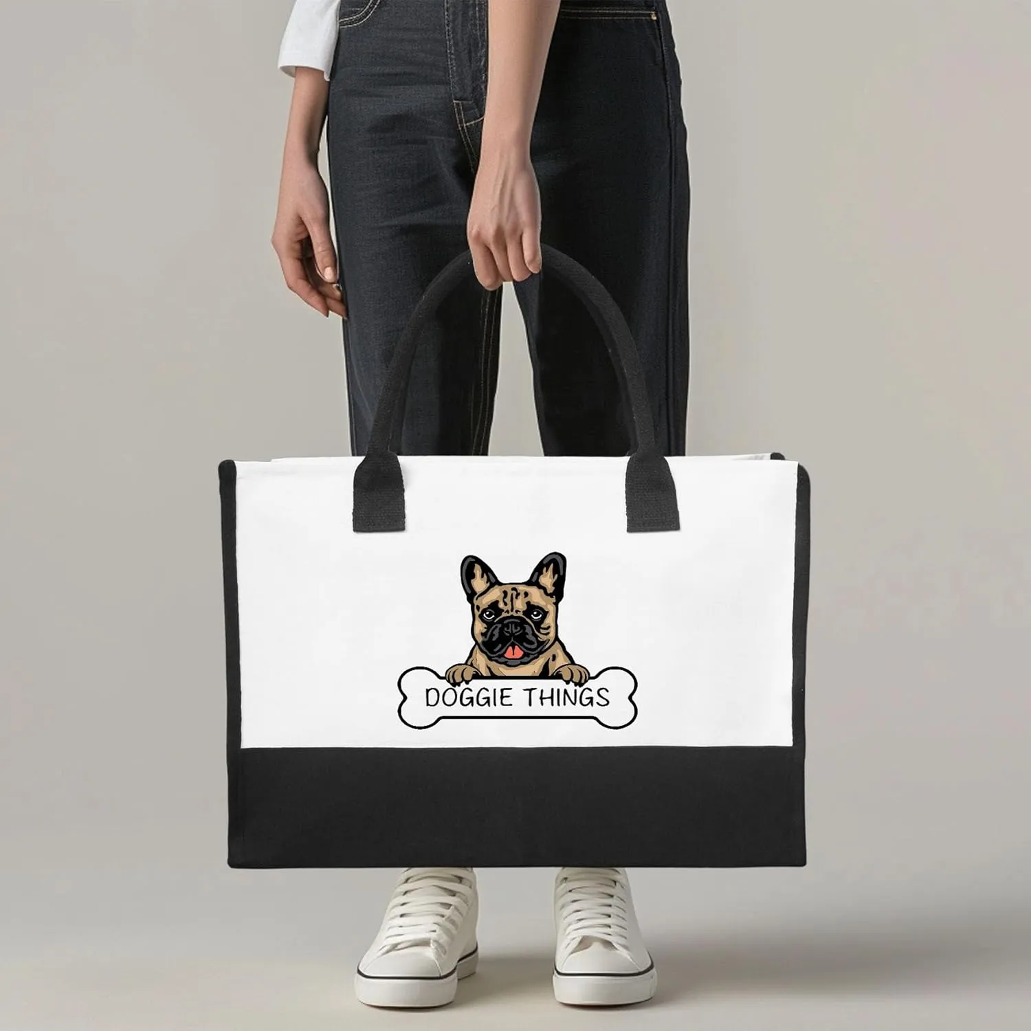 Doggie Things Canvas Tote Bag Canvas Beach Bag for Women,Dog Lovers Gifts for Women,Birthday Christmas Cute Gifts.