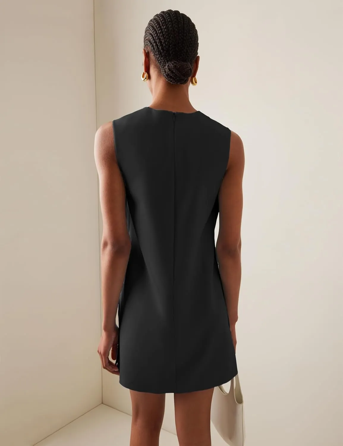 Dqbeng Women's Casual Mini Shift Dress Tunic A-Line Sleeveless Buttoned Summer Dresses with Back Zipper