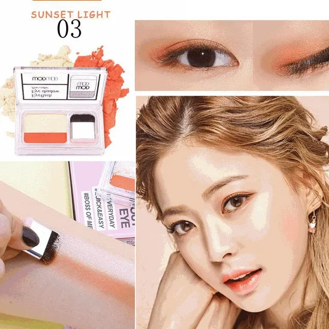Duo Color Easy Makeup Eyeshadow Palette Shimmer Matte High Pigment Sunset Eyeshadow Make Up