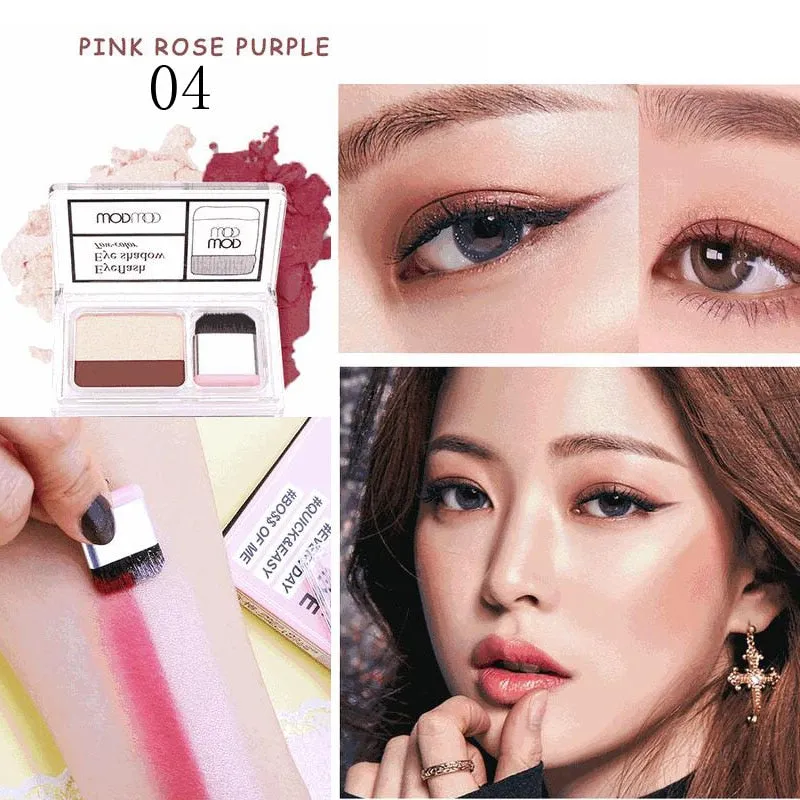 Duo Color Easy Makeup Eyeshadow Palette Shimmer Matte High Pigment Sunset Eyeshadow Make Up