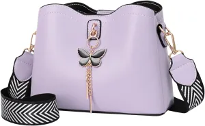Fashionable And Versatile Women's Casual Bags Large Capacity Simple Solid Color Single Small Shoulder (Purple, One Size)