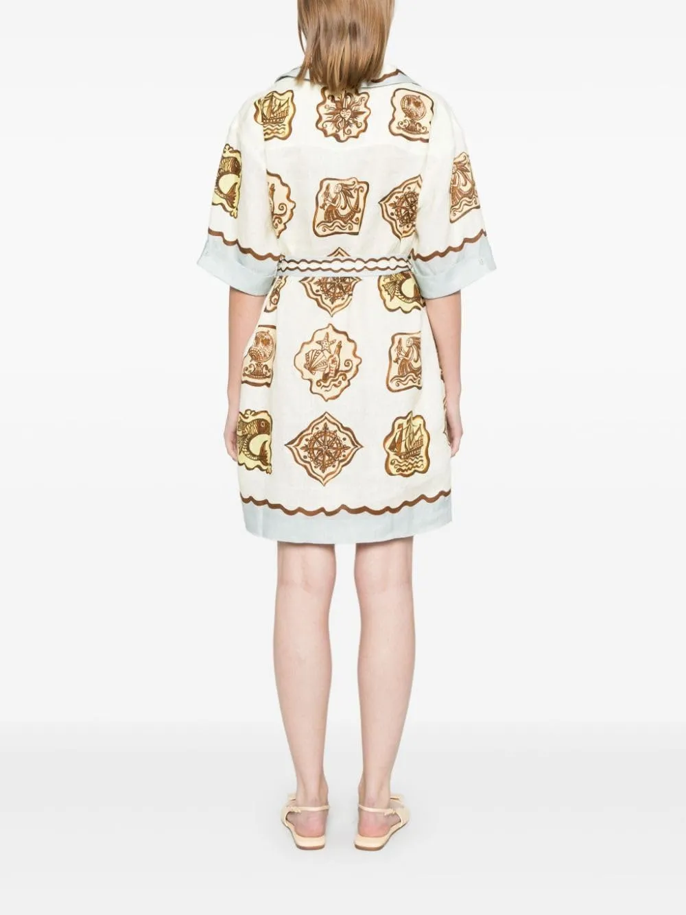 Floral Y2k Graffiti Graphic Mini Sundress for Women- Cute Colorful Short Sleeve Shirt Dress with A-Line Lace Up Detail