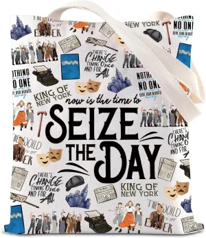 FOTAP Musical Theater Seize The Day Quote Tote Bag Music Lover Gift Musical Theatre Fans Gift