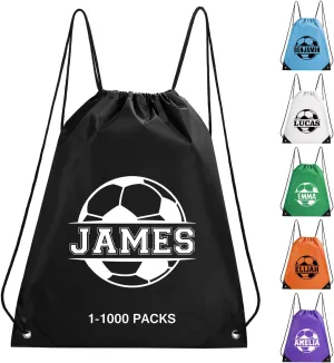 Fyore Custom Drawstring Backpacks, Bulk Personalized Drawstring Sports Bags with Soccer Monograms for Gym Beach Climb Trips Party Team Events- 13.4x17Inch,12 Colors