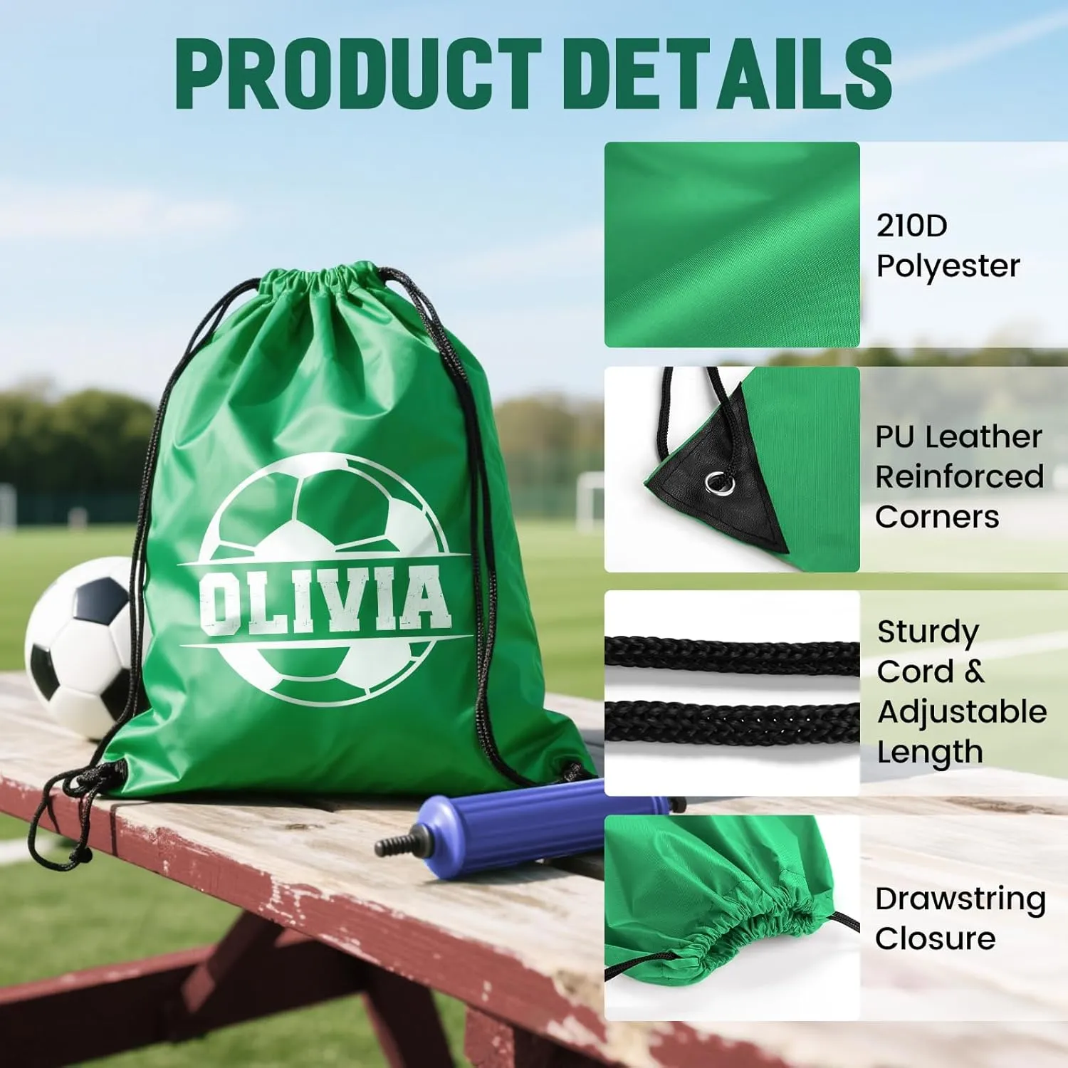 Fyore Custom Drawstring Backpacks, Bulk Personalized Drawstring Sports Bags with Soccer Monograms for Gym Beach Climb Trips Party Team Events- 13.4x17Inch,12 Colors