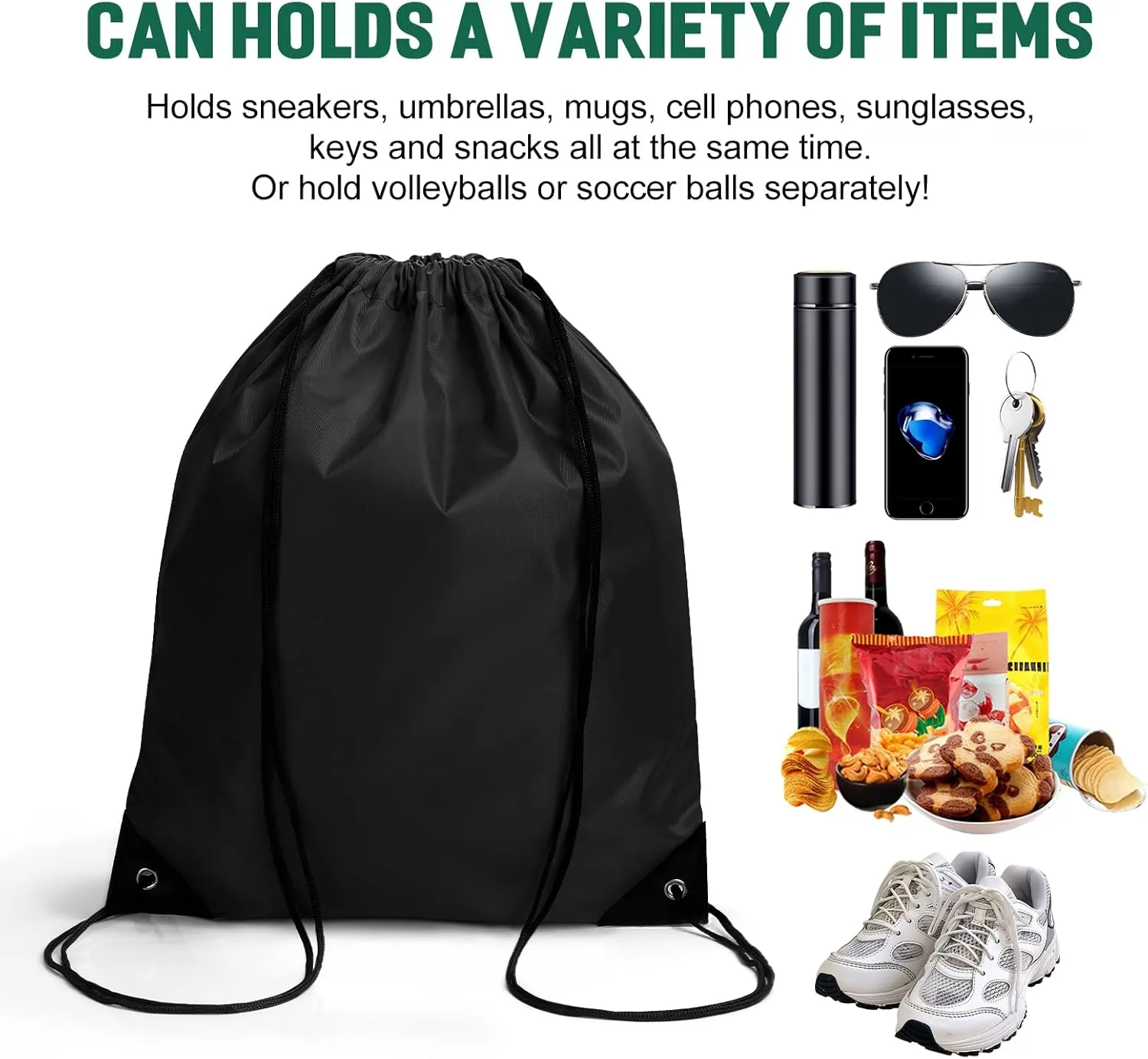 Fyore Custom Drawstring Backpacks, Bulk Personalized Drawstring Sports Bags with Soccer Monograms for Gym Beach Climb Trips Party Team Events- 13.4x17Inch,12 Colors