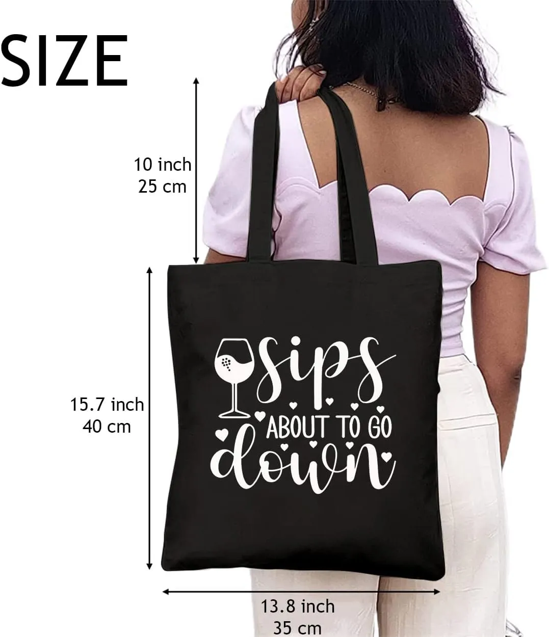 Girls Weekend Canvas Tote Bags for Women Sips about to Go Down Shoulder Bag Reusable Washable Shopping Bags