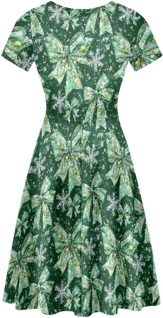 GLUDEAR Women's Short Sleeve Unique Black Sun Moon Stars Galaxy Print Casual Flared Midi Dress S-4XL