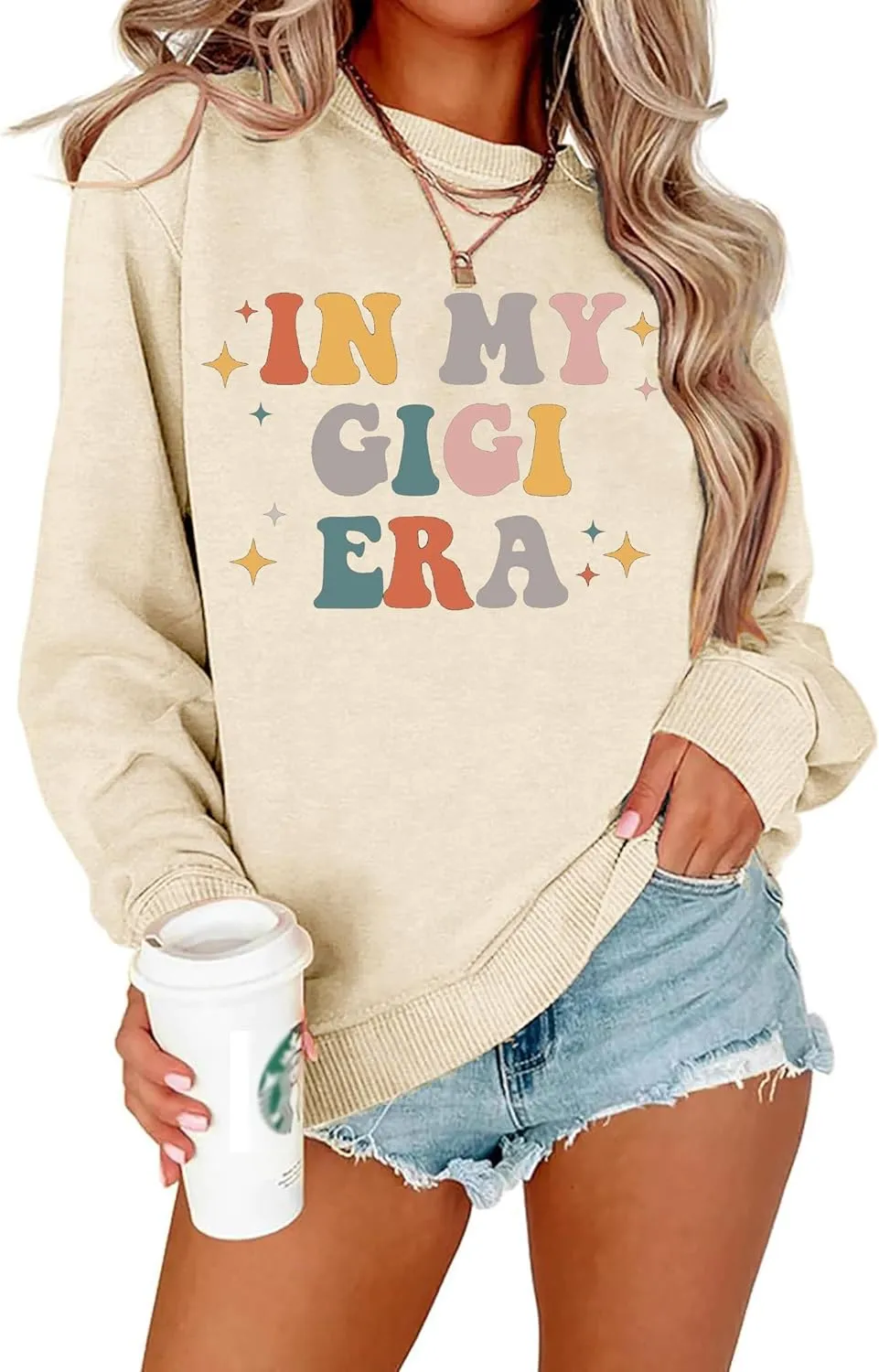 Grandma Sweatshirts Women In My Grandma Era Long Sleeve Gift for Grandma Shirt Graphic Tees Pullover Tops