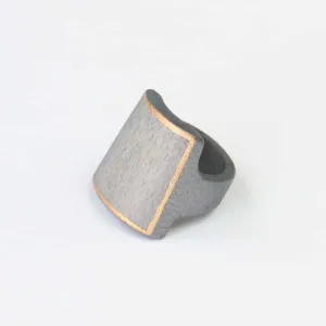 Gray Wooden Ring with Gold Trim