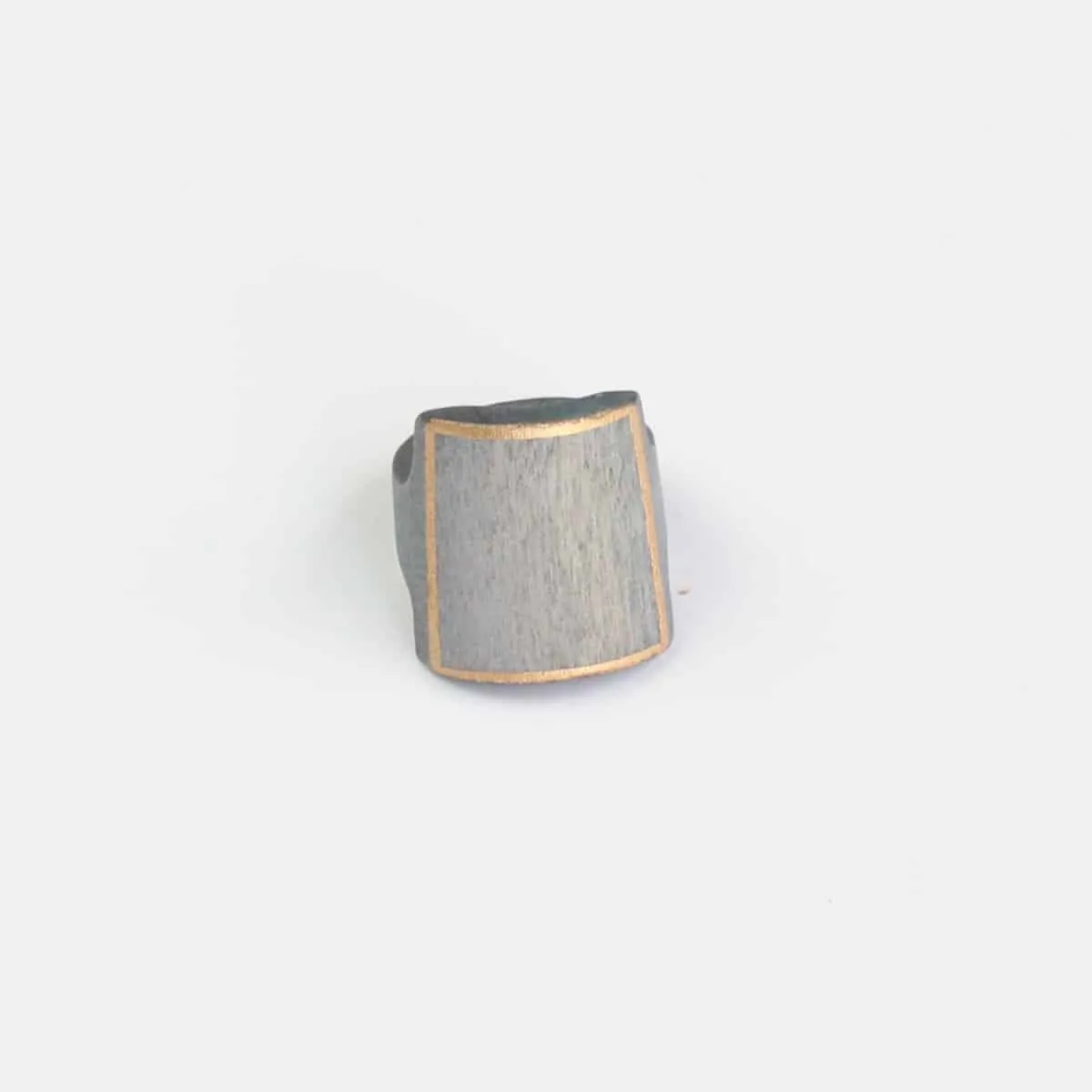 Gray Wooden Ring with Gold Trim