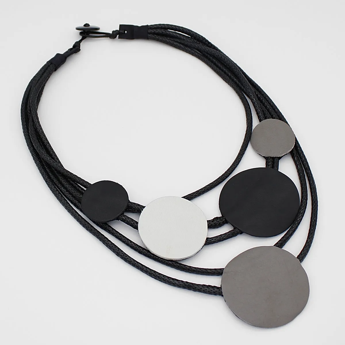 Grey Lydtel Leather Multi-Strand Necklace