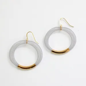 Grey Mesh Hoop Earring Gold