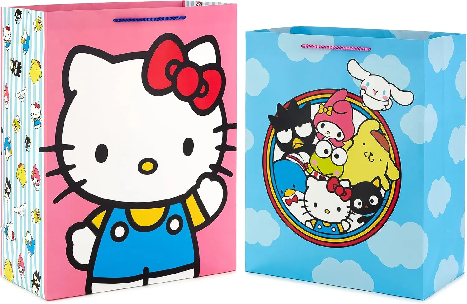 Hallmark Hello Kitty Gift Bag Bundle (2 Bags: 1 Large 13", 1 XL 15") for Birthdays, Back to School, Halloween