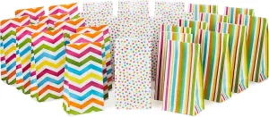 Hallmark Spring Pastel Party Favor and Wrapped Treat Bags, Assorted Designs (30 Ct., 10 Each of Chevron, Dots, Stripes) for Baby Showers, Birthdays, Easter, Mothers Day, Care Packages, May Day