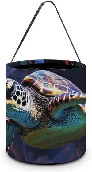 Halloween Handheld Candy Bag Trick Or Treat Bag A Colorful Tropical Sea Turtle Printed Party Gift Bag Candy Handheld Bag Handheld Candy Bucket Multipurpose Portable And Foldable Handheld Bucket