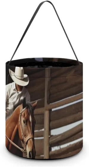 Halloween Handheld Candy Bag Trick Or Treat Bag American West Rodeo Printed Party Gift Bag Candy Handheld Bag Handheld Candy Bucket Multipurpose Portable And Foldable Handheld Bucket