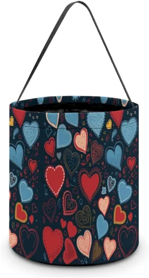 Halloween Handheld Candy Bag Trick Or Treat Bag Arious Heart Shapes Printed Party Gift Bag Candy Handheld Bag Handheld Candy Bucket Multipurpose Portable And Foldable Handheld Bucket