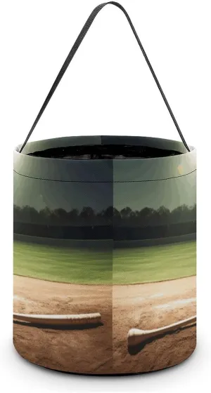 Halloween Handheld Candy Bag Trick Or Treat Bag Baseball Sports Field Printed Party Gift Bag Candy Handheld Bag Handheld Candy Bucket Multipurpose Portable And Foldable Handheld Bucket