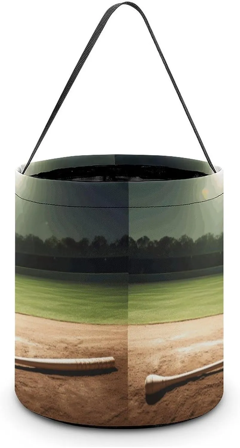 Halloween Handheld Candy Bag Trick Or Treat Bag Baseball Sports Field Printed Party Gift Bag Candy Handheld Bag Handheld Candy Bucket Multipurpose Portable And Foldable Handheld Bucket
