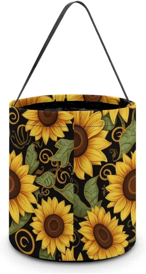Halloween Handheld Candy Bag Trick Or Treat Bag Beautiful Sunflower Printed Party Gift Bag Candy Handheld Bag Handheld Candy Bucket Multipurpose Portable And Foldable Handheld Bucket