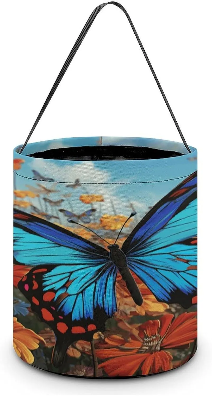 Halloween Handheld Candy Bag Trick Or Treat Bag Big Butterfly Printed Party Gift Bag Candy Handheld Bag Handheld Candy Bucket Multipurpose Portable And Foldable Handheld Bucket