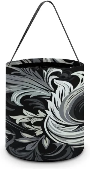 Halloween Handheld Candy Bag Trick Or Treat Bag Black And White Design Pattern Printed Party Gift Bag Candy Handheld Bag Handheld Candy Bucket Multipurpose Portable And Foldable Handheld Bucket