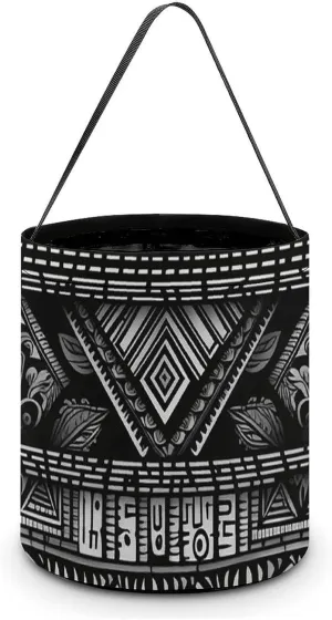 Halloween Handheld Candy Bag Trick Or Treat Bag Black And White Tribe Printed Party Gift Bag Candy Handheld Bag Handheld Candy Bucket Multipurpose Portable And Foldable Handheld Bucket