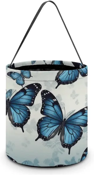 Halloween Handheld Candy Bag Trick Or Treat Bag Blue Butterfly Printed Party Gift Bag Candy Handheld Bag Handheld Candy Bucket Multipurpose Portable And Foldable Handheld Bucket