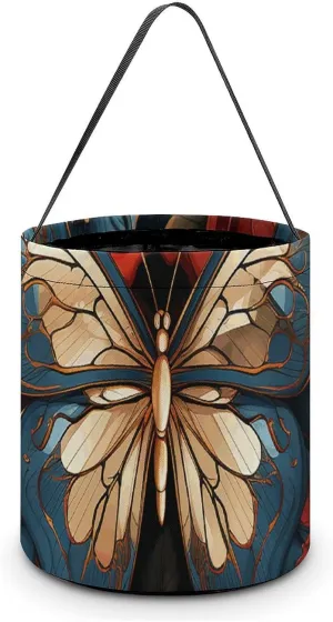 Halloween Handheld Candy Bag Trick Or Treat Bag Butterflies And Roses Printed Party Gift Bag Candy Handheld Bag Handheld Candy Bucket Multipurpose Portable And Foldable Handheld Bucket
