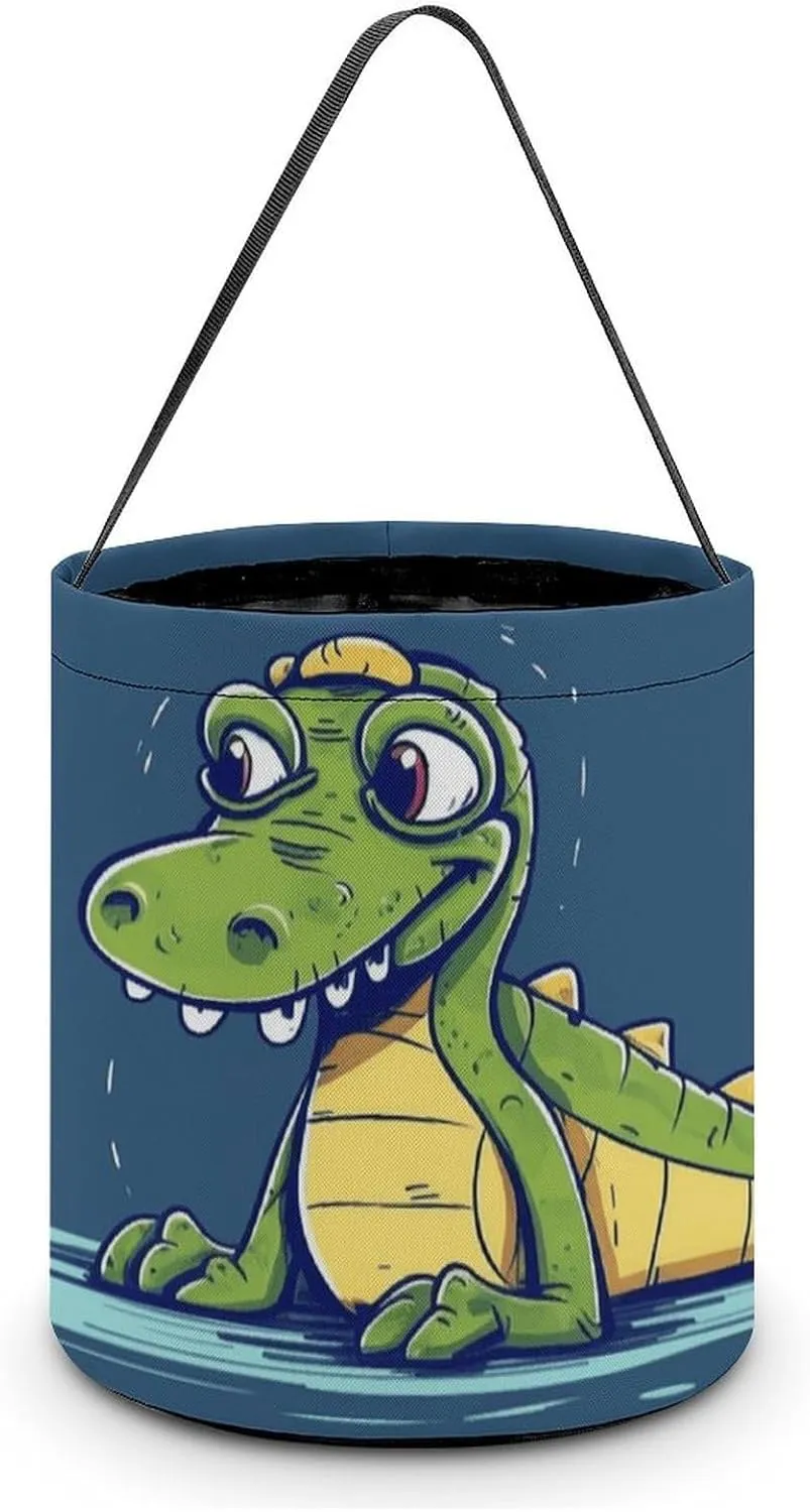 Halloween Handheld Candy Bag Trick Or Treat Bag Cartoon Crocodile Printed Party Gift Bag Candy Handheld Bag Handheld Candy Bucket Multipurpose Portable And Foldable Handheld Bucket