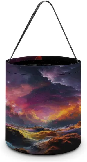 Halloween Handheld Candy Bag Trick Or Treat Bag Colorful Outer Space Printed Party Gift Bag Candy Handheld Bag Handheld Candy Bucket Multipurpose Portable And Foldable Handheld Bucket