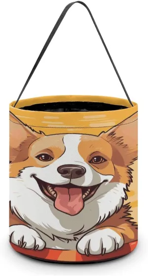 Halloween Handheld Candy Bag Trick Or Treat Bag Cute Corgi Dog Printed Party Gift Bag Candy Handheld Bag Handheld Candy Bucket Multipurpose Portable And Foldable Handheld Bucket