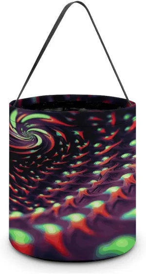 Halloween Handheld Candy Bag Trick Or Treat Bag Fantasy Sci-Fi Dizziness Printed Party Gift Bag Candy Handheld Bag Handheld Candy Bucket Multipurpose Portable And Foldable Handheld Bucket