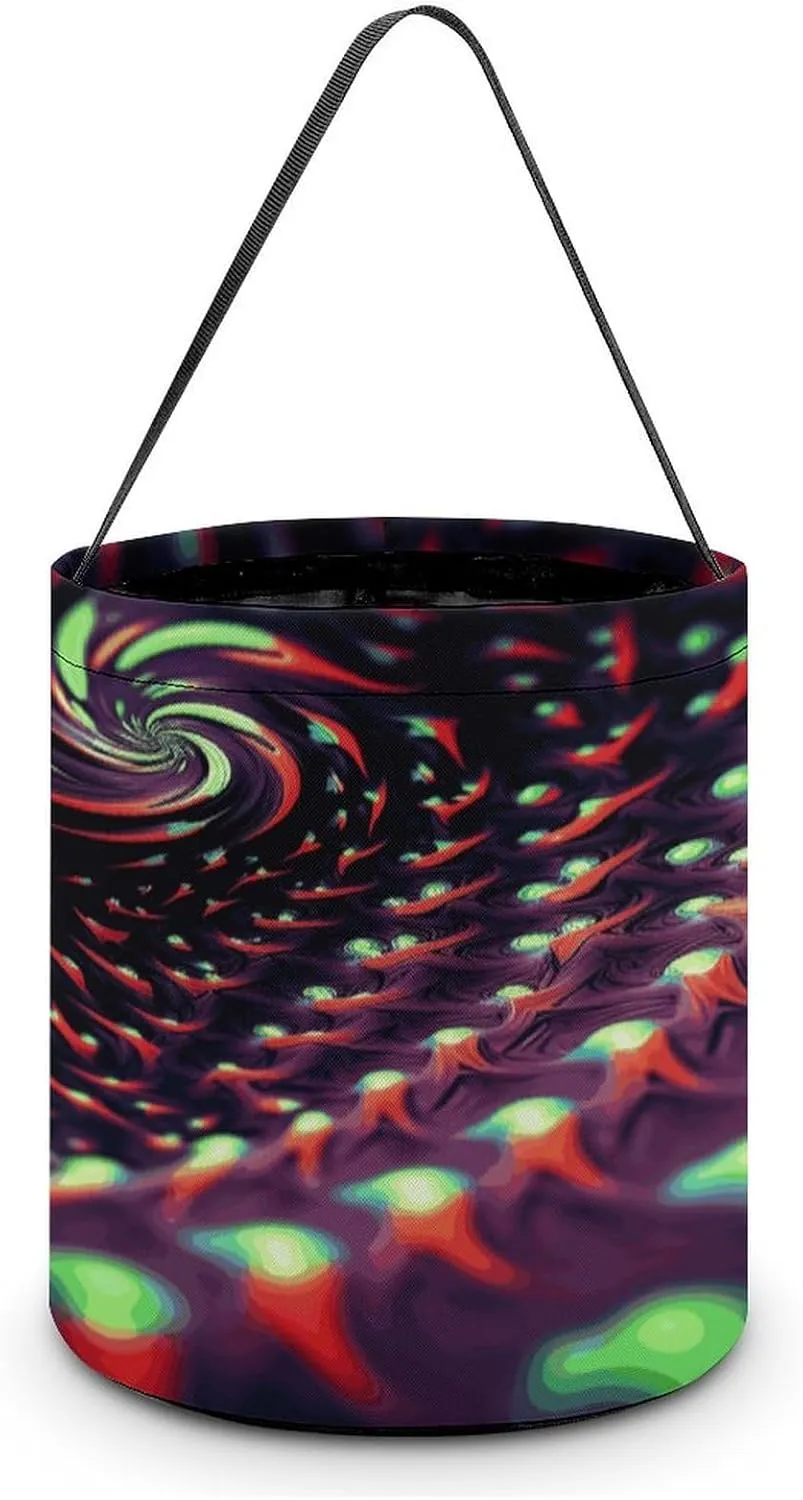 Halloween Handheld Candy Bag Trick Or Treat Bag Fantasy Sci-Fi Dizziness Printed Party Gift Bag Candy Handheld Bag Handheld Candy Bucket Multipurpose Portable And Foldable Handheld Bucket