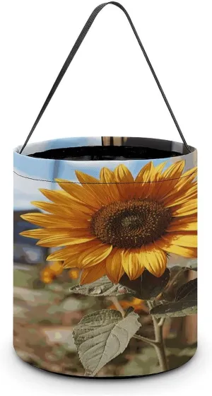 Halloween Handheld Candy Bag Trick Or Treat Bag Farm Sunflower Printed Party Gift Bag Candy Handheld Bag Handheld Candy Bucket Multipurpose Portable And Foldable Handheld Bucket