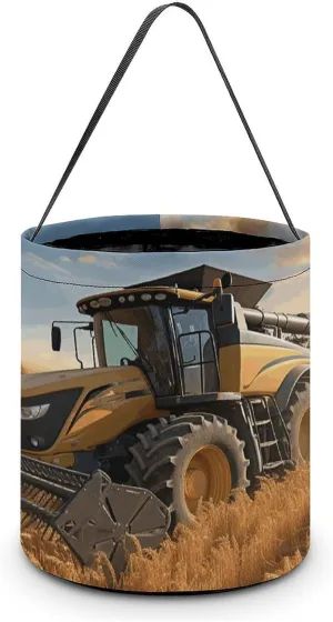 Halloween Handheld Candy Bag Trick Or Treat Bag Farm Tractor Harvest Printed Party Gift Bag Candy Handheld Bag Handheld Candy Bucket Multipurpose Portable And Foldable Handheld Bucket