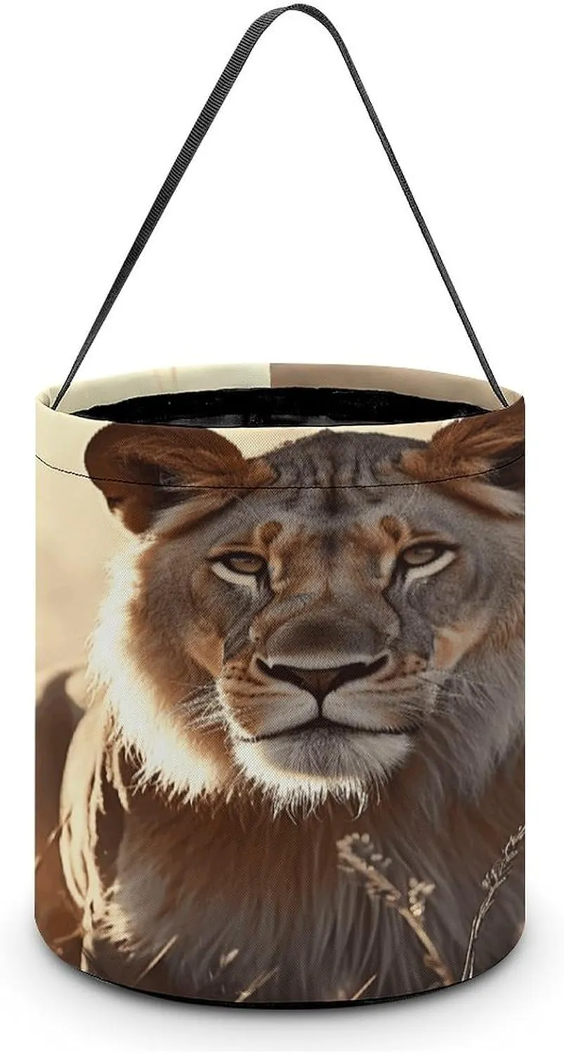 Halloween Handheld Candy Bag Trick Or Treat Bag Female Lion Printed Party Gift Bag Candy Handheld Bag Handheld Candy Bucket Multipurpose Portable And Foldable Handheld Bucket