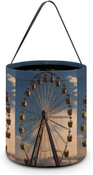 Halloween Handheld Candy Bag Trick Or Treat Bag Ferris Wheel Printed Party Gift Bag Candy Handheld Bag Handheld Candy Bucket Multipurpose Portable And Foldable Handheld Bucket