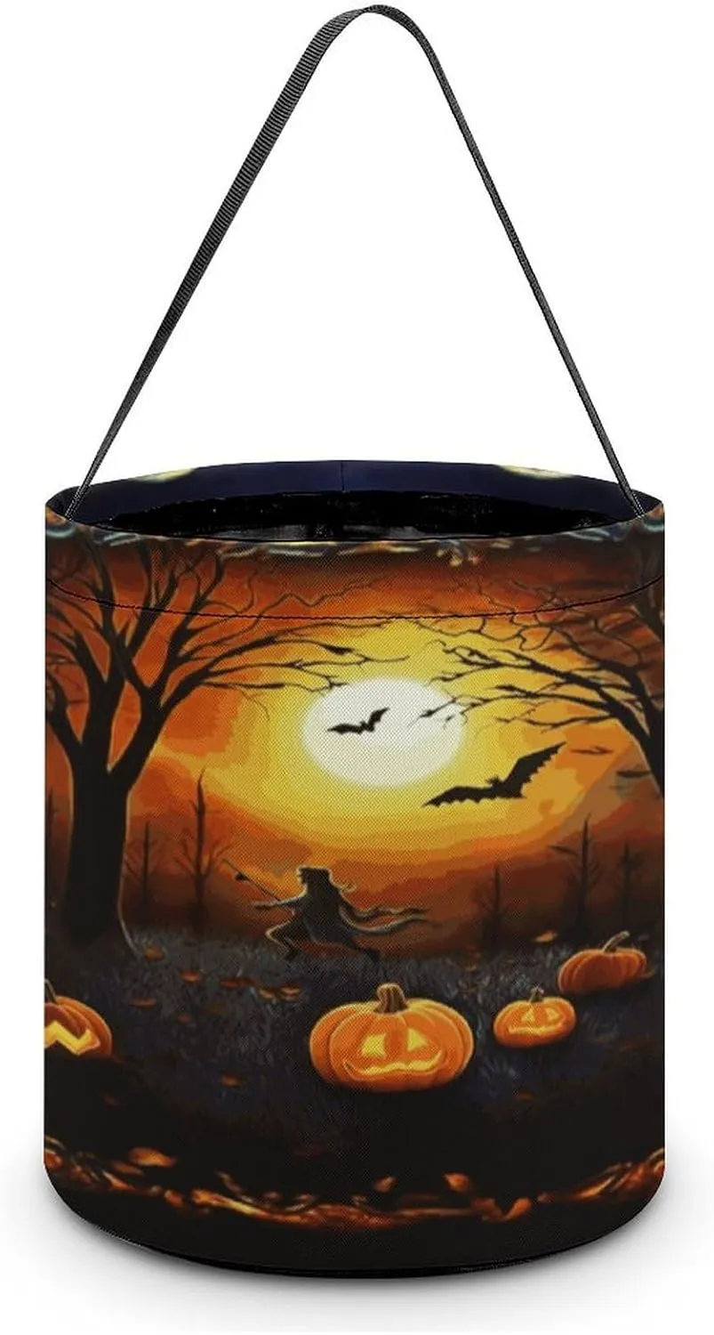 Halloween Handheld Candy Bag Trick Or Treat Bag Halloween Party Printed Party Gift Bag Candy Handheld Bag Handheld Candy Bucket Multipurpose Portable And Foldable Handheld Bucket