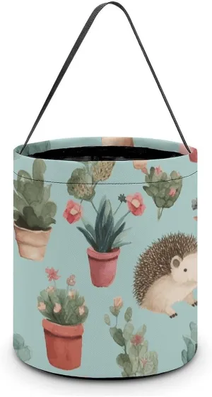 Halloween Handheld Candy Bag Trick Or Treat Bag Hedgehog Potted Flower Printed Party Gift Bag Candy Handheld Bag Handheld Candy Bucket Multipurpose Portable And Foldable Handheld Bucket