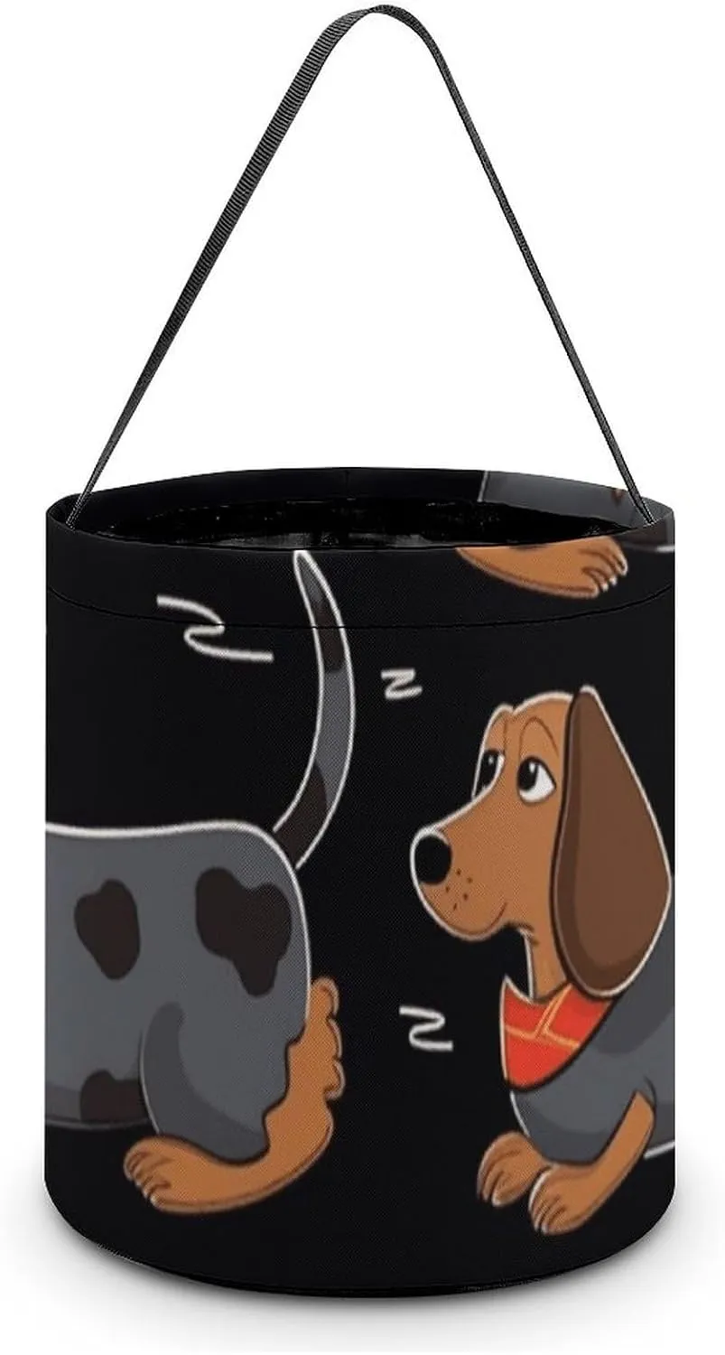 Halloween Handheld Candy Bag Trick Or Treat Bag I Love My Dog Dachshunds Printed Party Gift Bag Candy Handheld Bag Handheld Candy Bucket Multipurpose Portable And Foldable Handheld Bucket