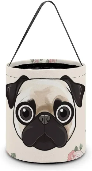 Halloween Handheld Candy Bag Trick Or Treat Bag Line Pug Printed Party Gift Bag Candy Handheld Bag Handheld Candy Bucket Multipurpose Portable And Foldable Handheld Bucket